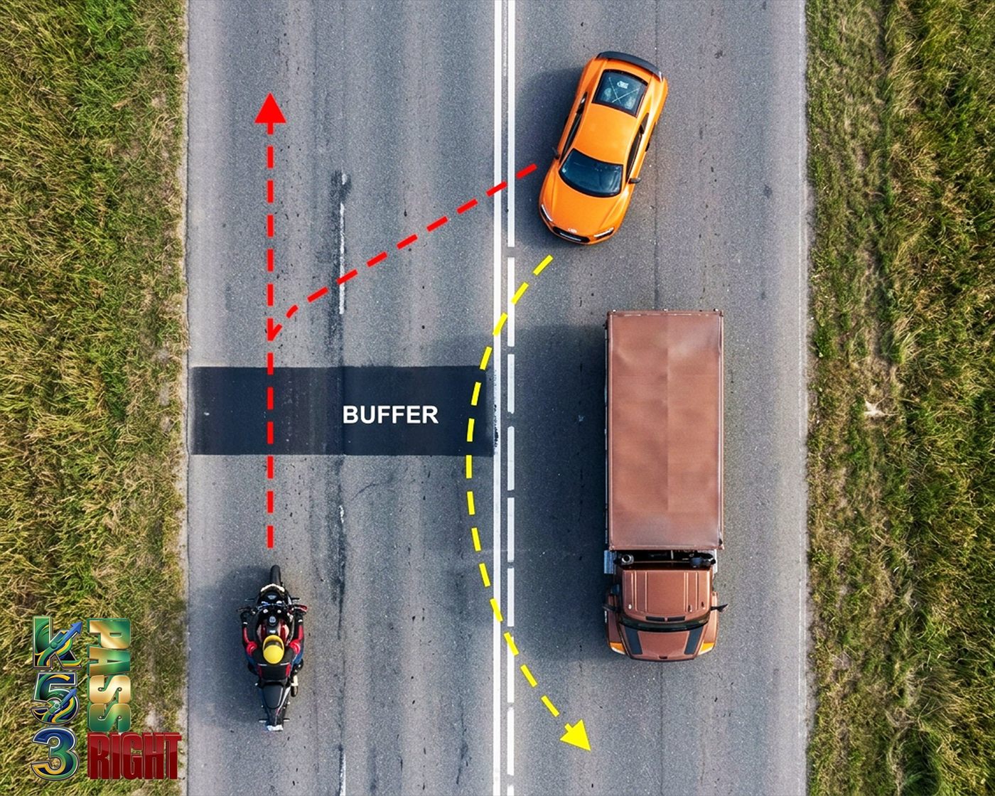 Motorcyclist buffering to improve vision and visibility